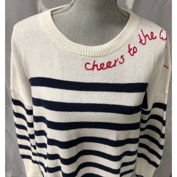 Lilly Pulitzer Quince Cheers to the Weekend Striped Crewneck Sweater L - Picture 3 of 9